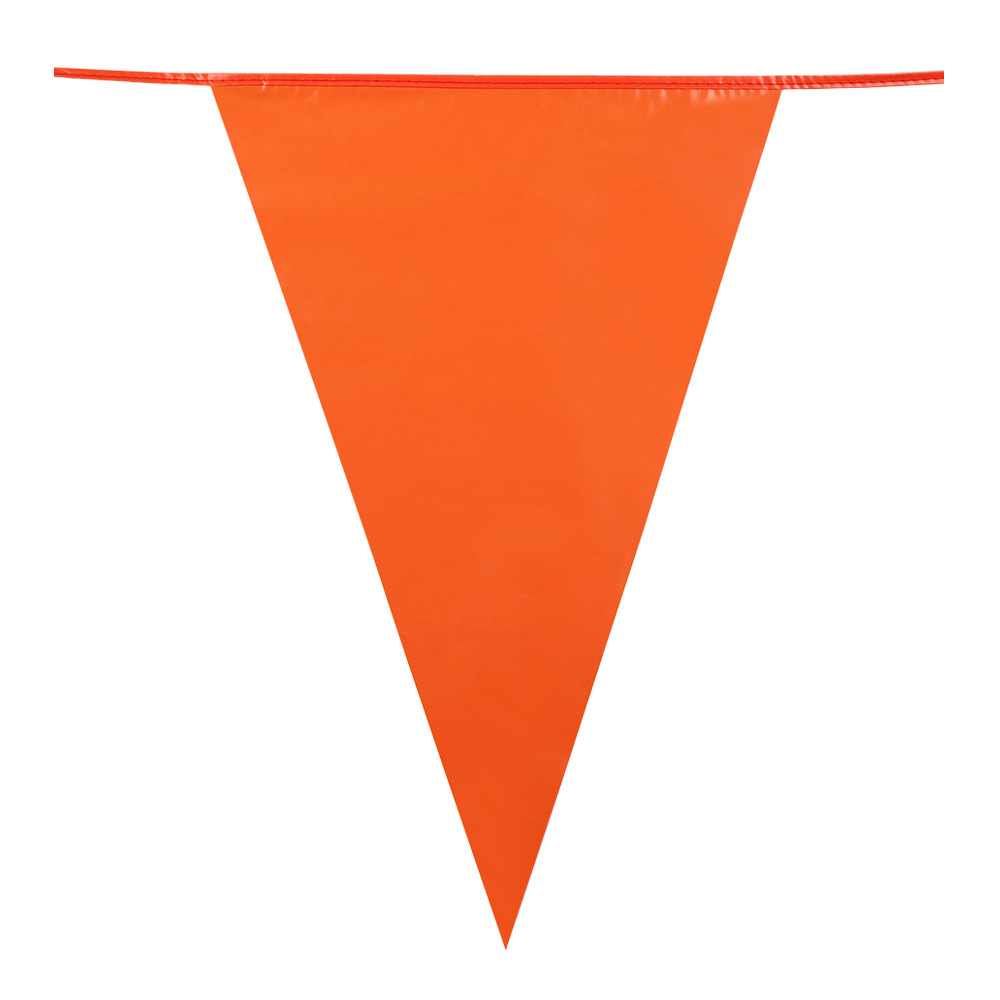 Luxe foto binnen Oranje plastic slinger van 10 meter met 18 vlaggetjes