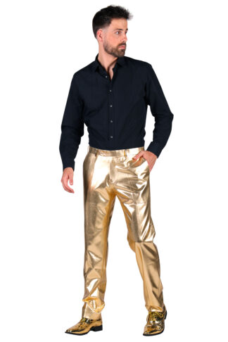 metallic herenbroek goud